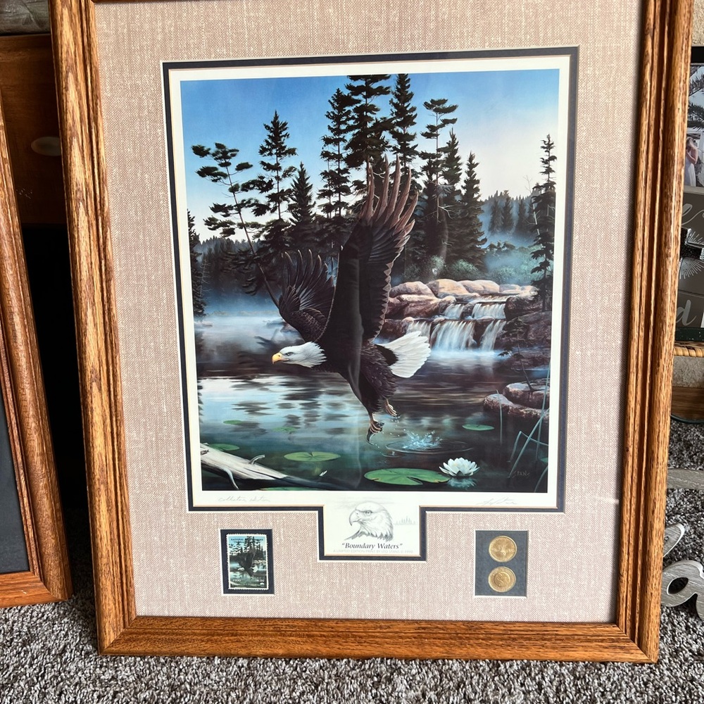 Framed Eagle Art Print with Wooden Frame